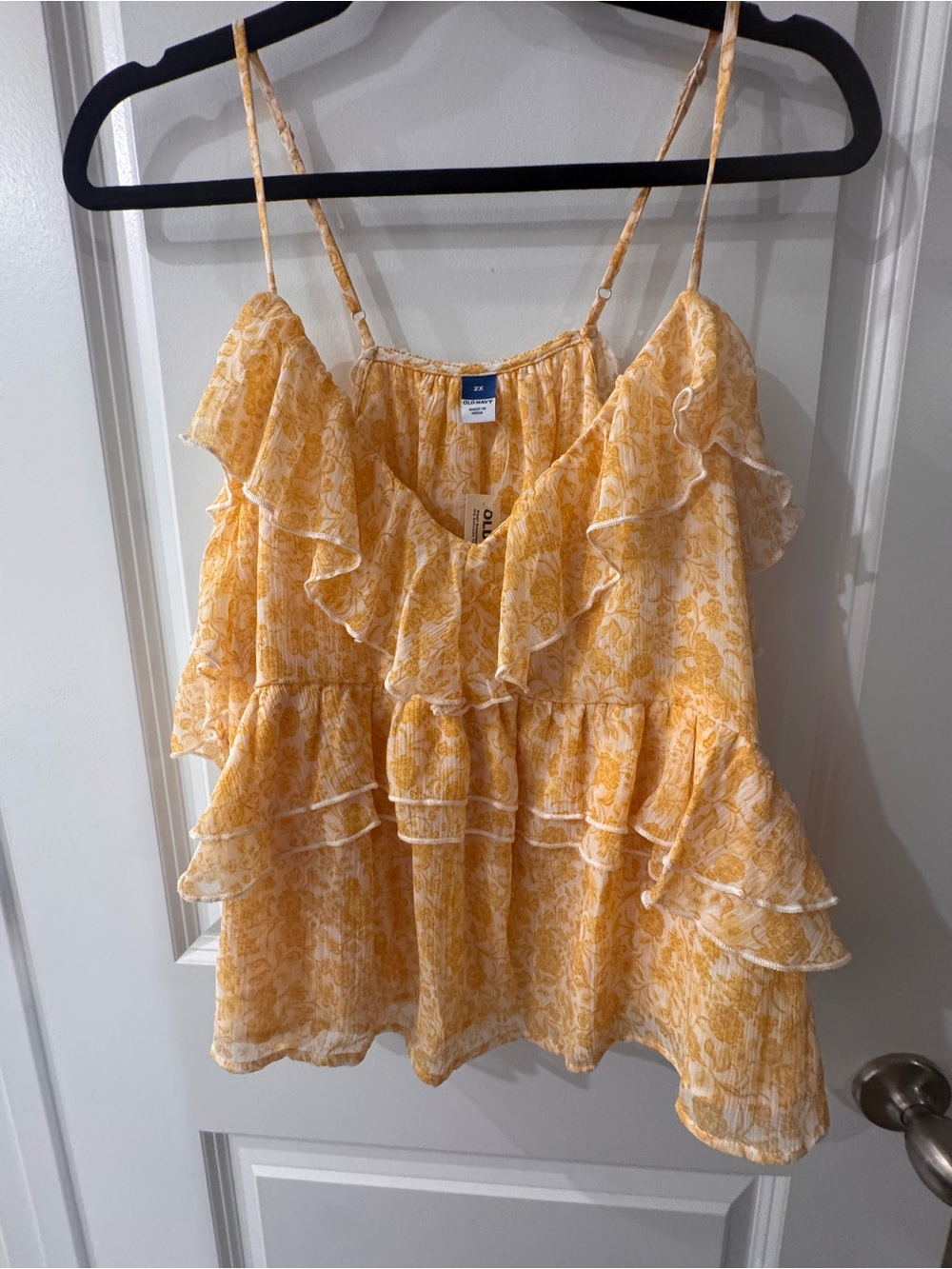 Old Navy Yellow Floral Ruffle Spaghetti-Strap Camisole